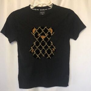 SWITCH black & gold graphic bear chenille & metallic embroidered boy’s t-shirt.